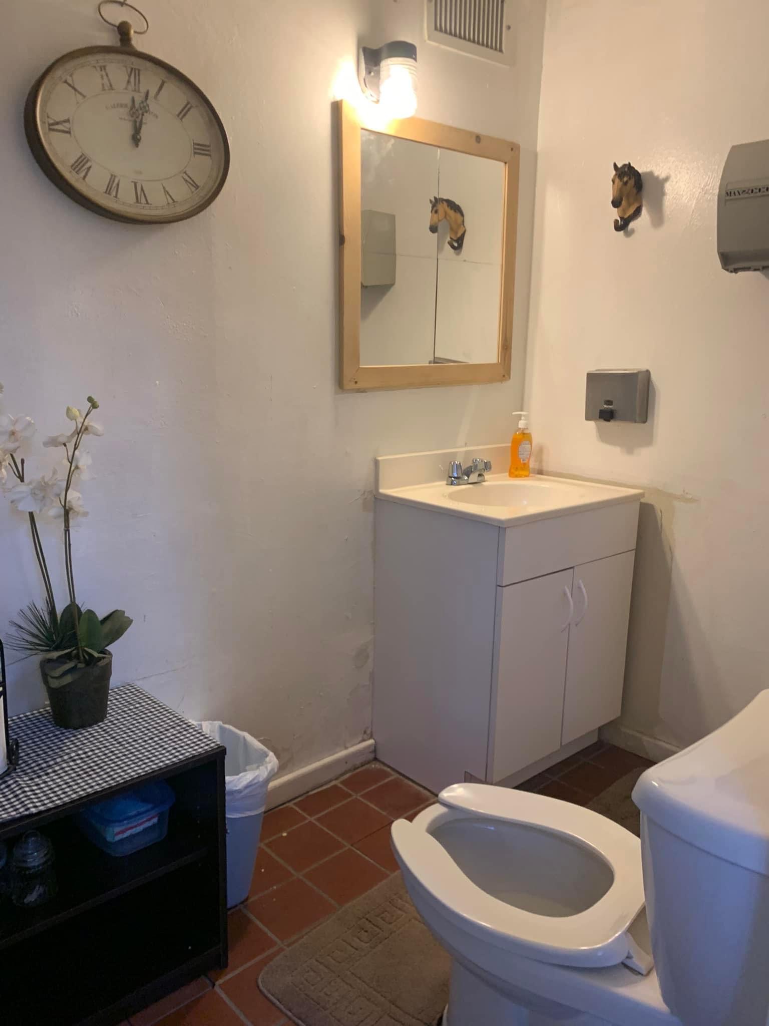 inside the outdoor restroom